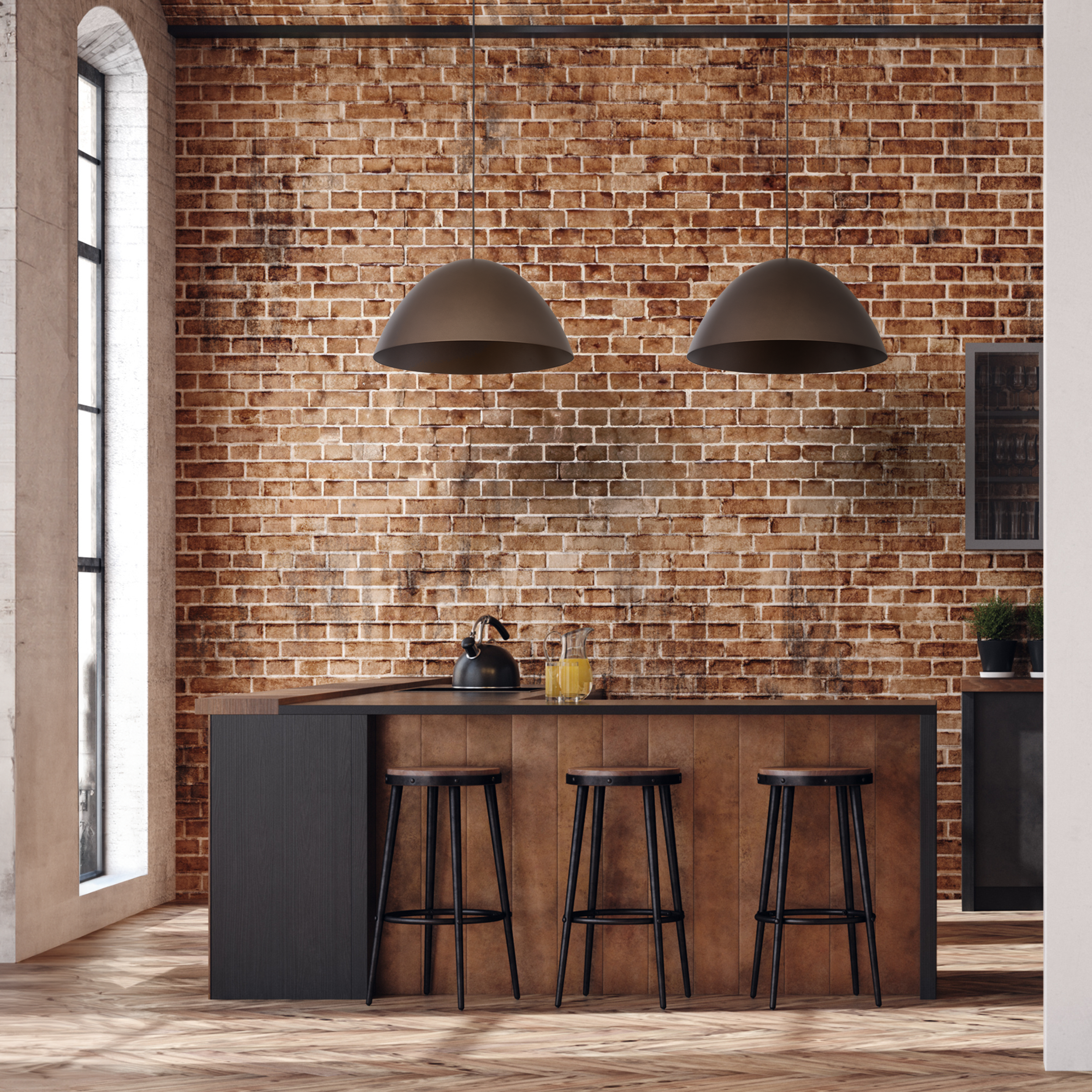 FARO Large Dome Pendant Light for Kitchen Island & Dining Table
