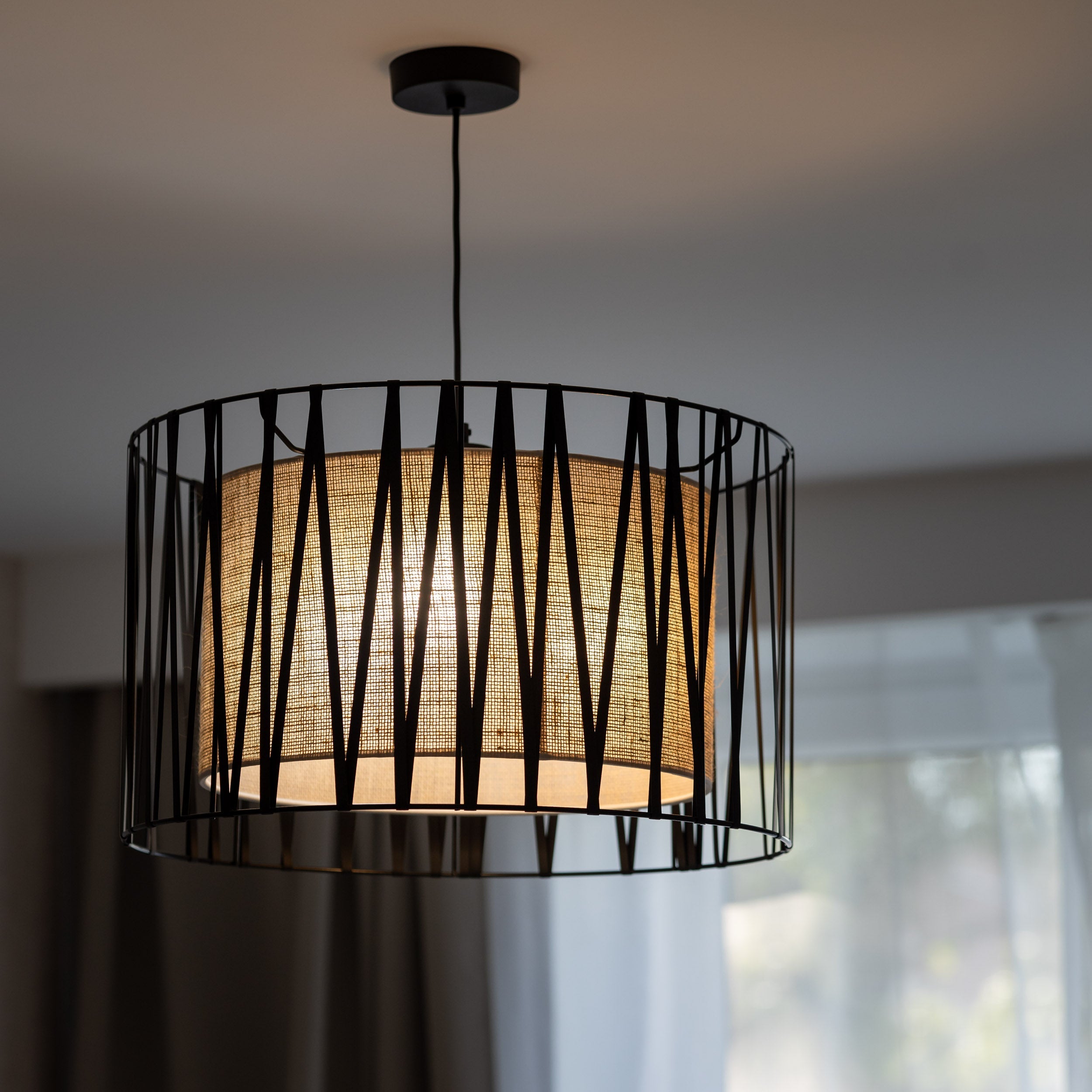 HARMONY NATURE Woven Jute Pendant Light for Dining Room, Bedroom & Living Room