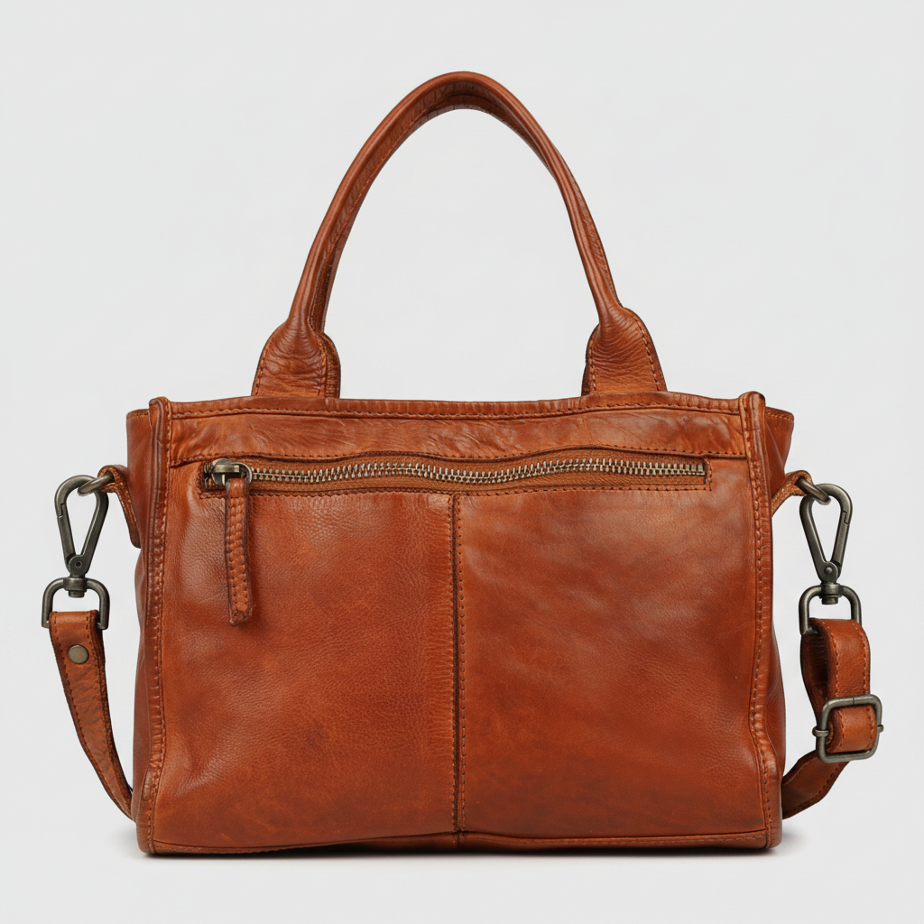 MET Premium Leather Handle Bag. Woven Leather Satchel