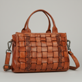 MET Premium Leather Handle Bag. Woven Leather Satchel