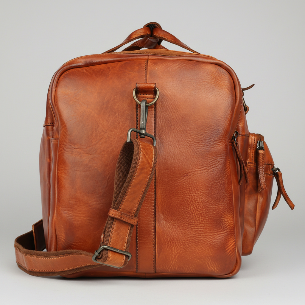 MET Premium Leather Small Duffle Bag. Urban Weekend Carry-On