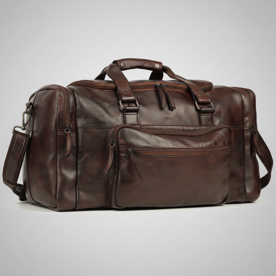 MET Premium Leather Small Duffle Bag. Urban Weekend Carry-On
