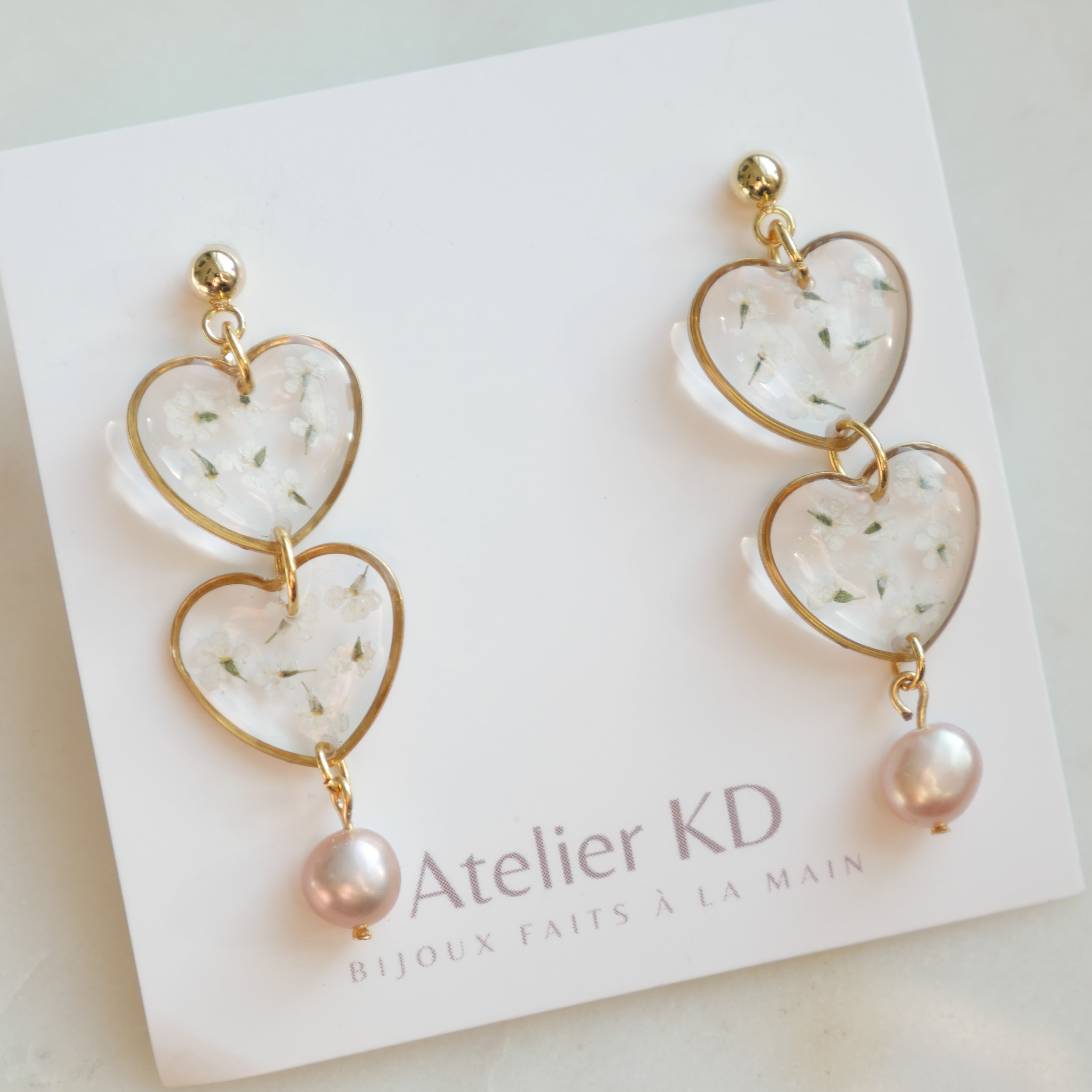 Boucles d'oreilles Perla duo - coeur