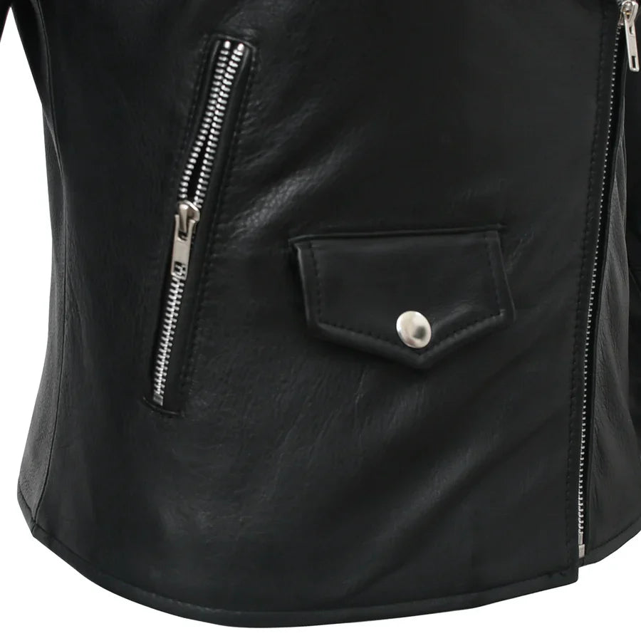 Women’s Lightweight Leather Fashion Jacket | Soft Naked Cowhide Casual Moto Style