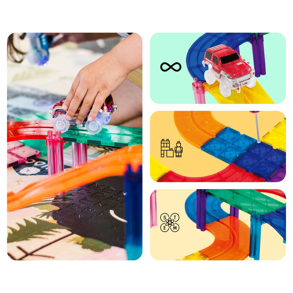 PicassoTiles - PicassoTiles 30pc Magnetic Race Track Building Set
