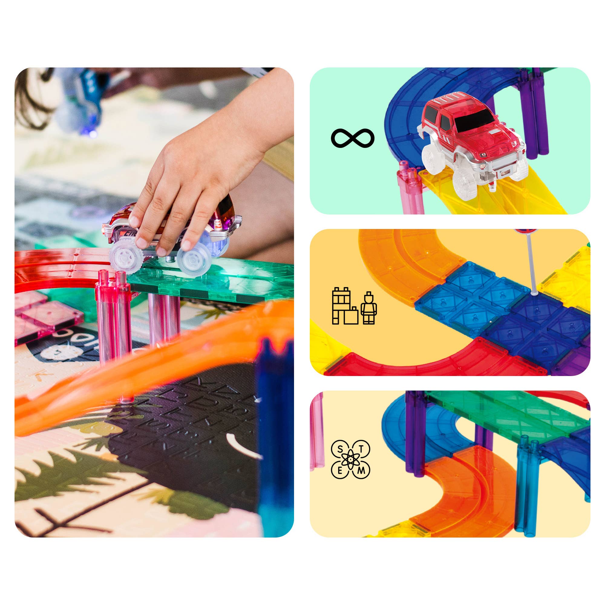 PicassoTiles - PicassoTiles 30pc Magnetic Race Track Building Set