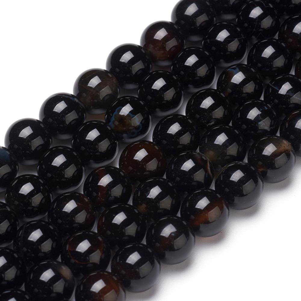 Black Agate B Grade Gemstone Bead