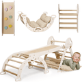 4in1 Montessori Climbing: Pikler Triangle + Arch + Slide Board + Cushion for Toddlers (1–3 Years) - Ivory