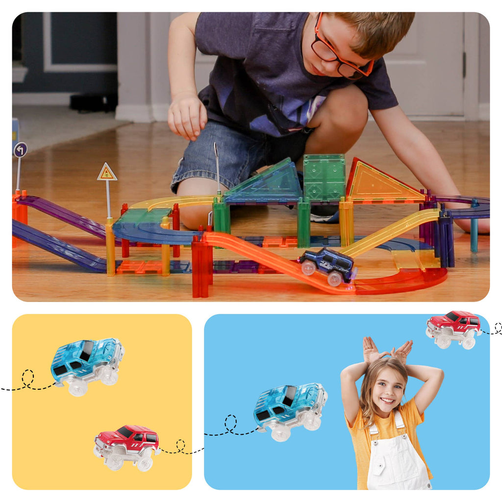 PicassoTiles - PicassoTiles 30pc Magnetic Race Track Building Set