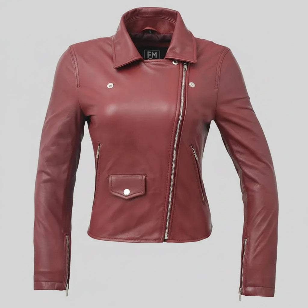 Women’s Lightweight Leather Fashion Jacket | Soft Naked Cowhide Casual Moto Style