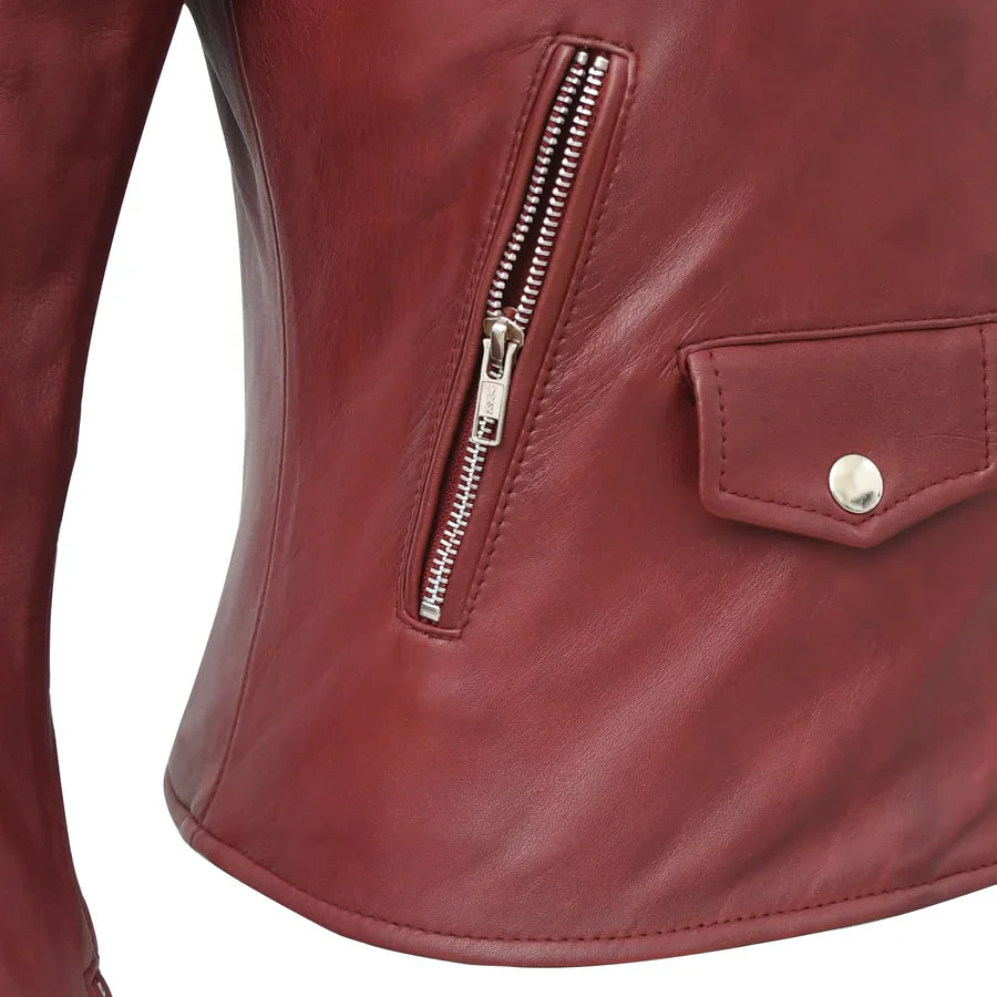 Women’s Lightweight Leather Fashion Jacket | Soft Naked Cowhide Casual Moto Style