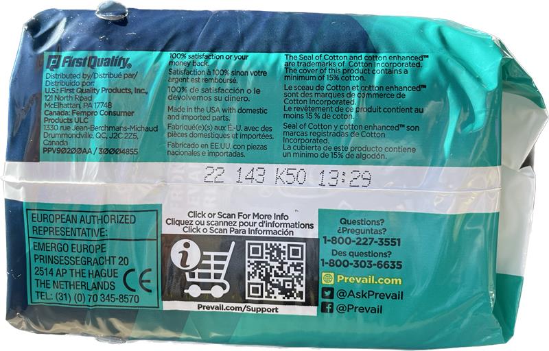Prevail for Men Daily Male Guards – One Size, Maximum Absorbency | Pack of 14 or Case of 126 (9 x 14 Packs)