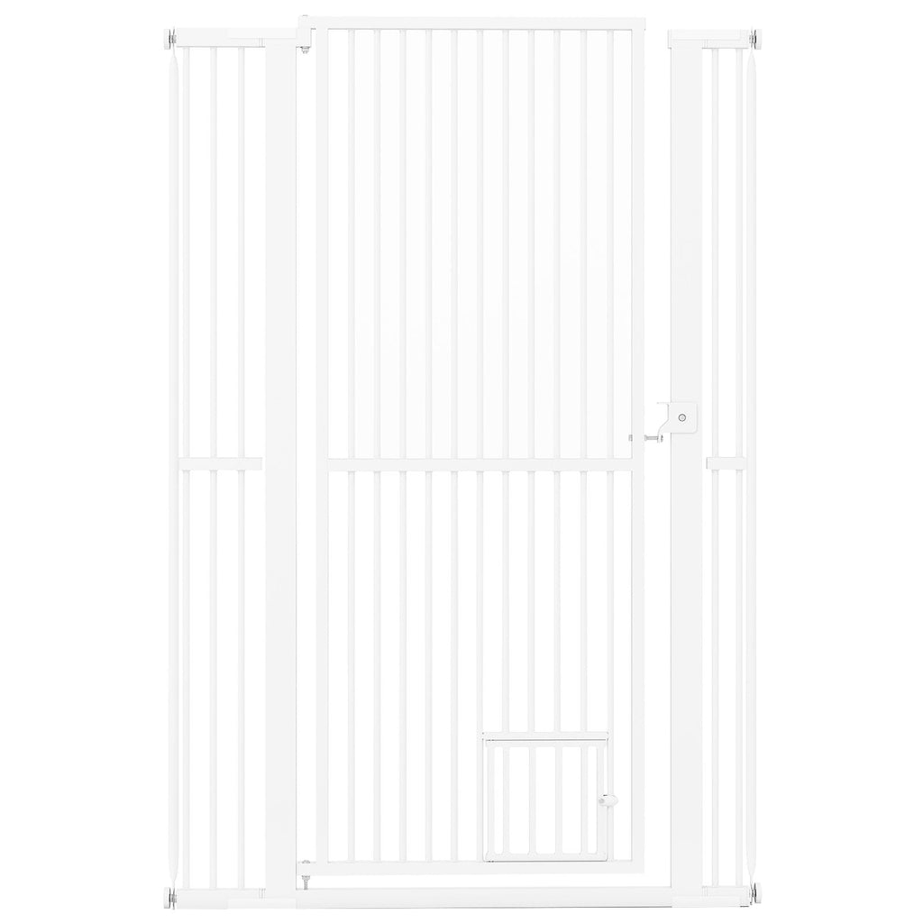 59” Extra Tall Pet Gate Heavy-Duty Metal Cat Gate with Wide Opening-White