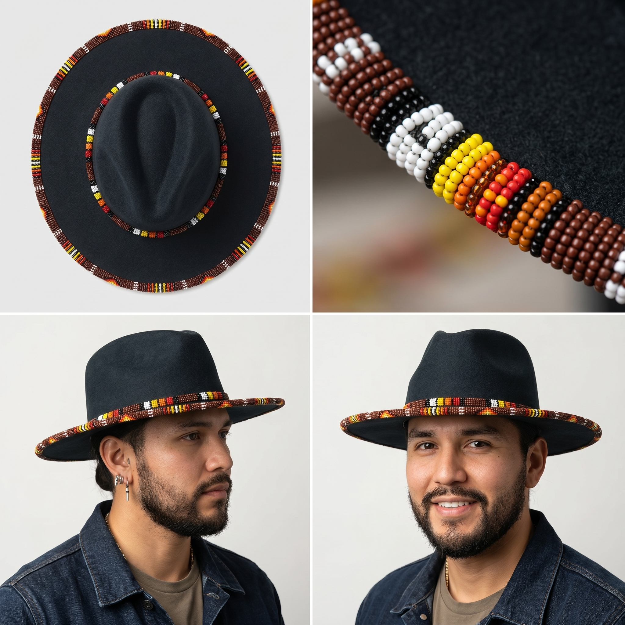 Size-62 Handmade Beaded Hat