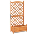 60 Inch Tall Raised Garden Bed with Diamond Lattice Trellis and Drainage Holes-Orange