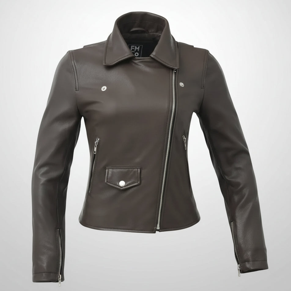 Women’s Lightweight Leather Fashion Jacket | Soft Naked Cowhide Casual Moto Style