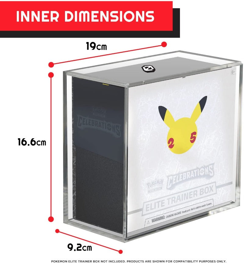 Pokemon ETB Elite Trainer Box w/ Sliding Lid Anti-UV - EVORETRO Acrylic Protector 4.0MM (Pack of 12)