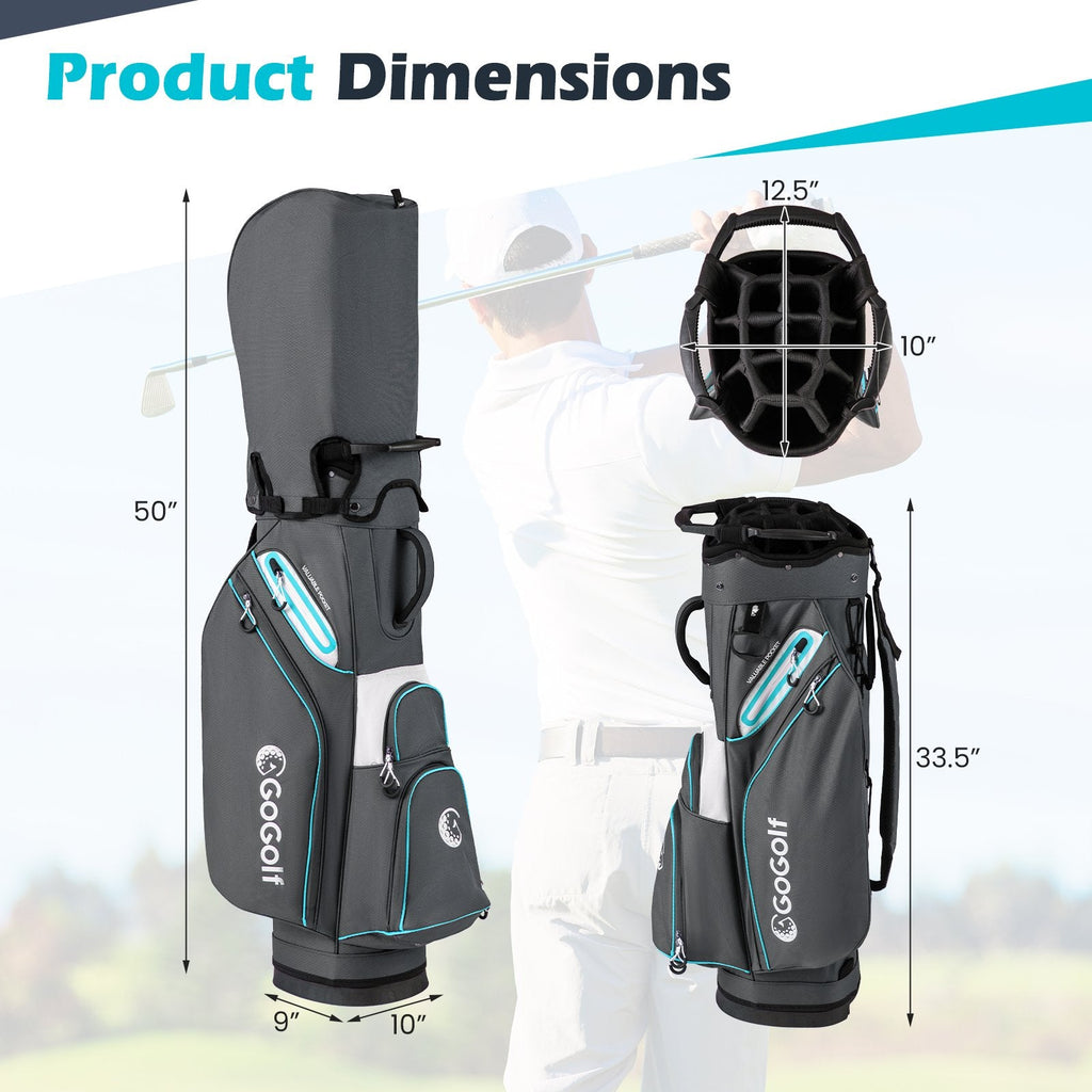 Golf Cart Bag Lightweight Portable Golf Club Organizer Bag-Gray