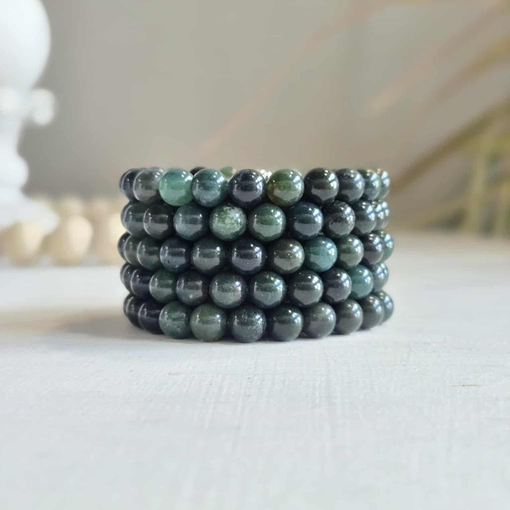 Moss Agate Gemstone Bead Bracelet