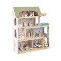 Wooden Dollhouse Kids DIY Pretend Playhouse with 33 PCS Furniture Accessories-Green