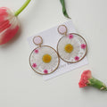 Boucles d'oreilles duo rose - rond (XXL)