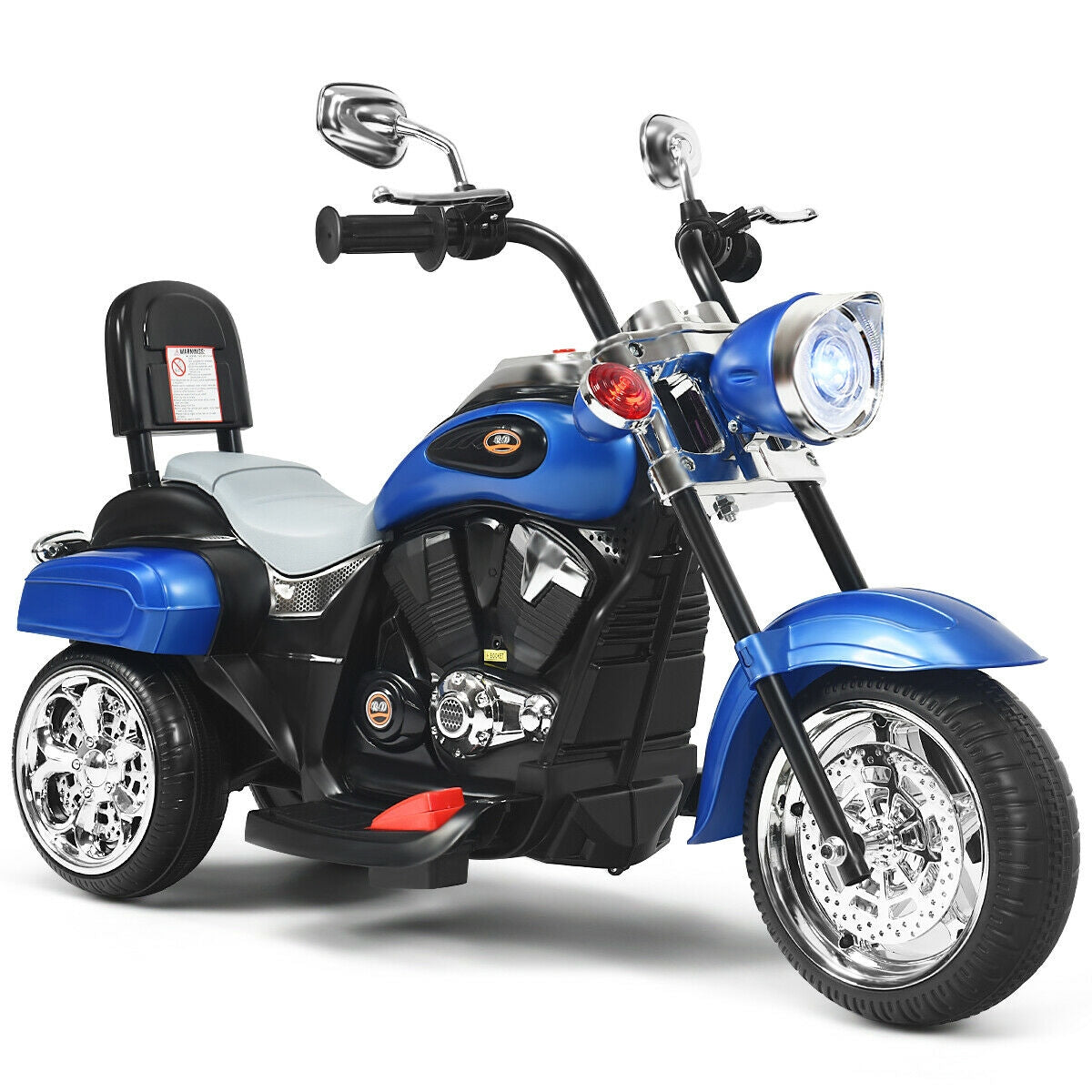 6V Powered Toddler 3-Wheel Motorbike Ride On Toy with Horn and Headlight-Black & Red