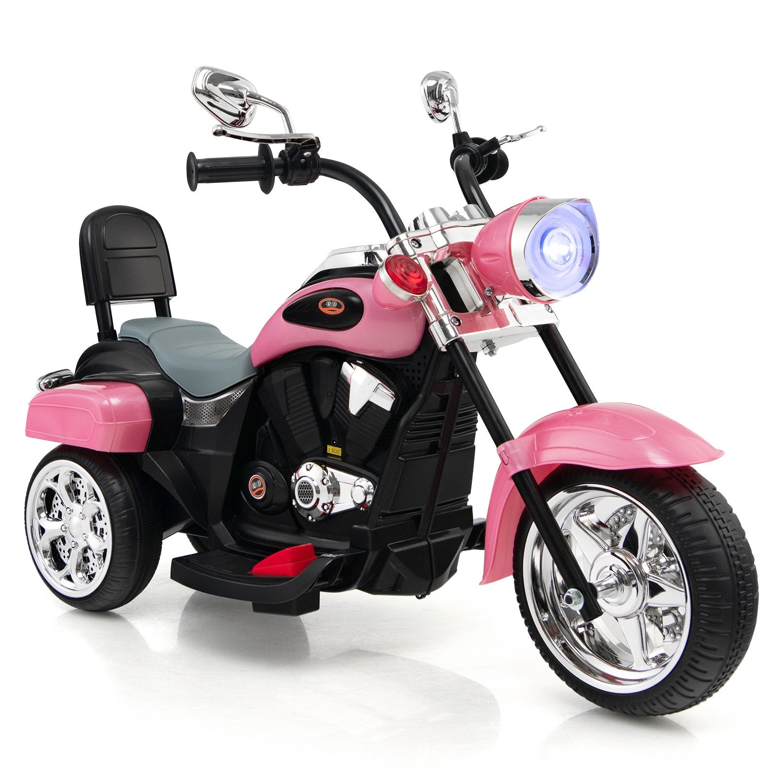 6V Powered Toddler 3-Wheel Motorbike Ride On Toy with Horn and Headlight-Black & Red