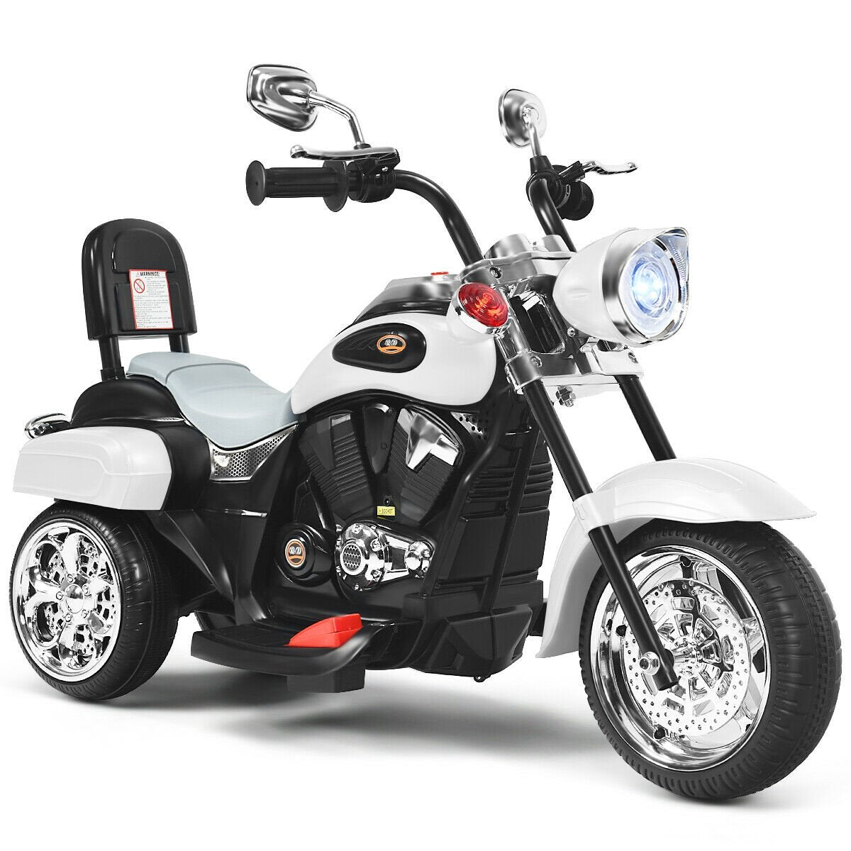 6V Powered Toddler 3-Wheel Motorbike Ride On Toy with Horn and Headlight-Black & Red