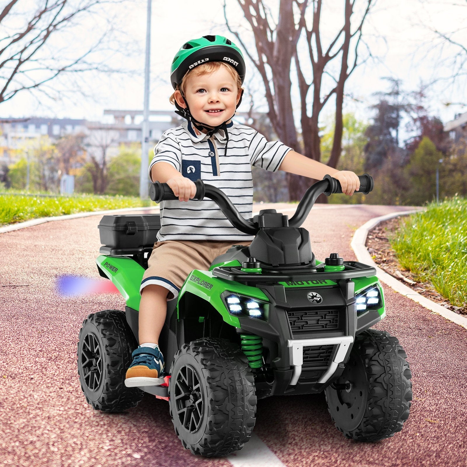 6V Kids Ride On ATV with Spray Function and Storage Box with Music-Blue