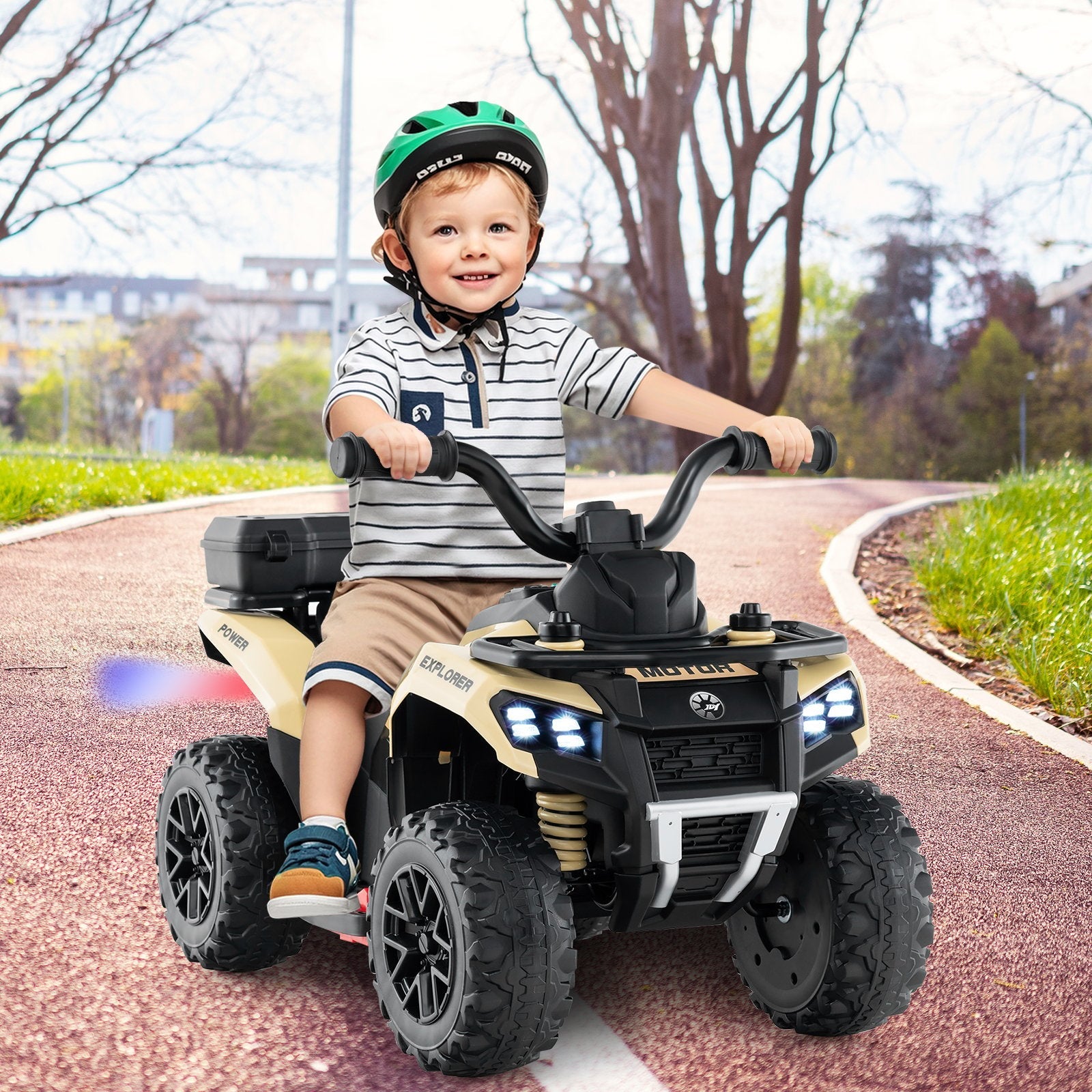 6V Kids Ride On ATV with Spray Function and Storage Box with Music-Blue