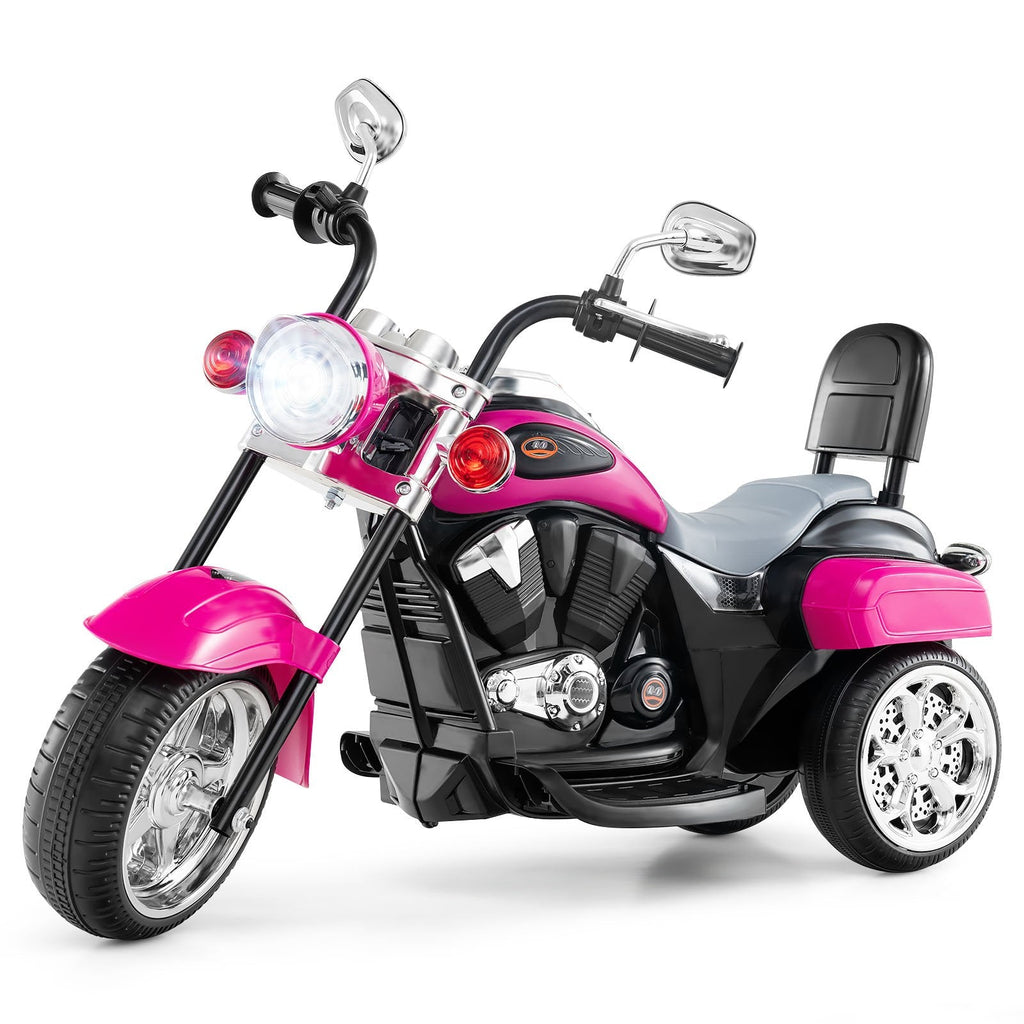 6V Powered Toddler 3-Wheel Motorbike Ride On Toy with Horn and Headlight-Black & Red