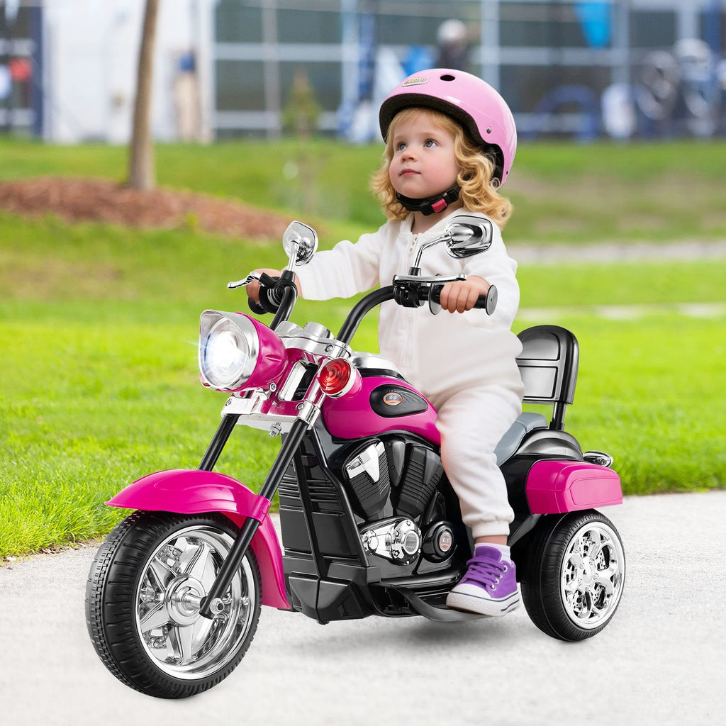 6V Powered Toddler 3-Wheel Motorbike Ride On Toy with Horn and Headlight-Black & Red