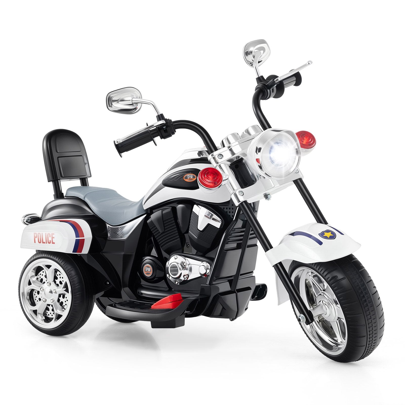 6V Powered Toddler 3-Wheel Motorbike Ride On Toy with Horn and Headlight-Black & Red