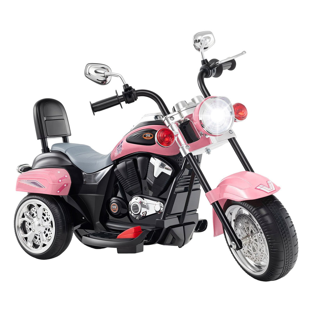 6V Powered Toddler 3-Wheel Motorbike Ride On Toy with Horn and Headlight-Black & Red