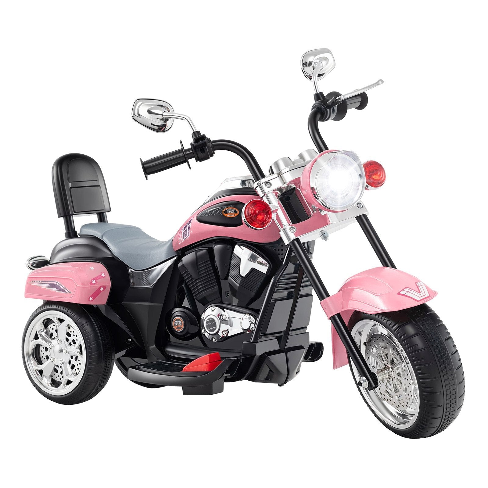 6V Powered Toddler 3-Wheel Motorbike Ride On Toy with Horn and Headlight-Black & Red