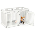 6-Panel Tall Dog Playpen Foldable Pet Fence with Locking Door-White