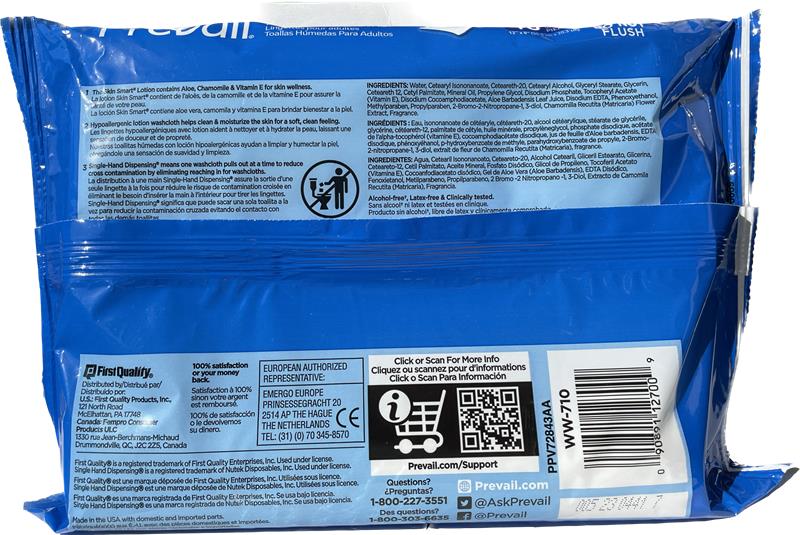 Prevail Adult Washcloths for Sensitive skin, 48 Count