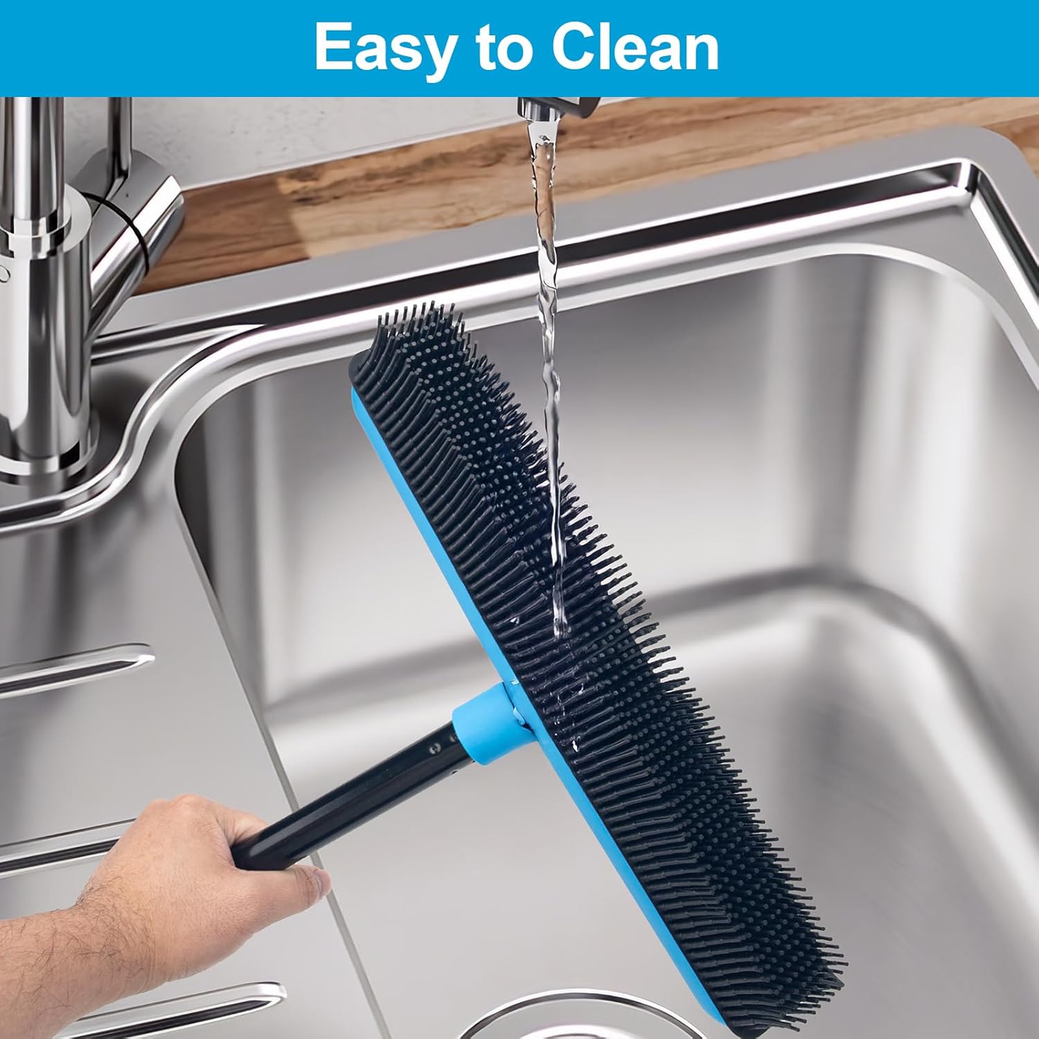 Rubber Pet Hair Broom cleans up pet hair