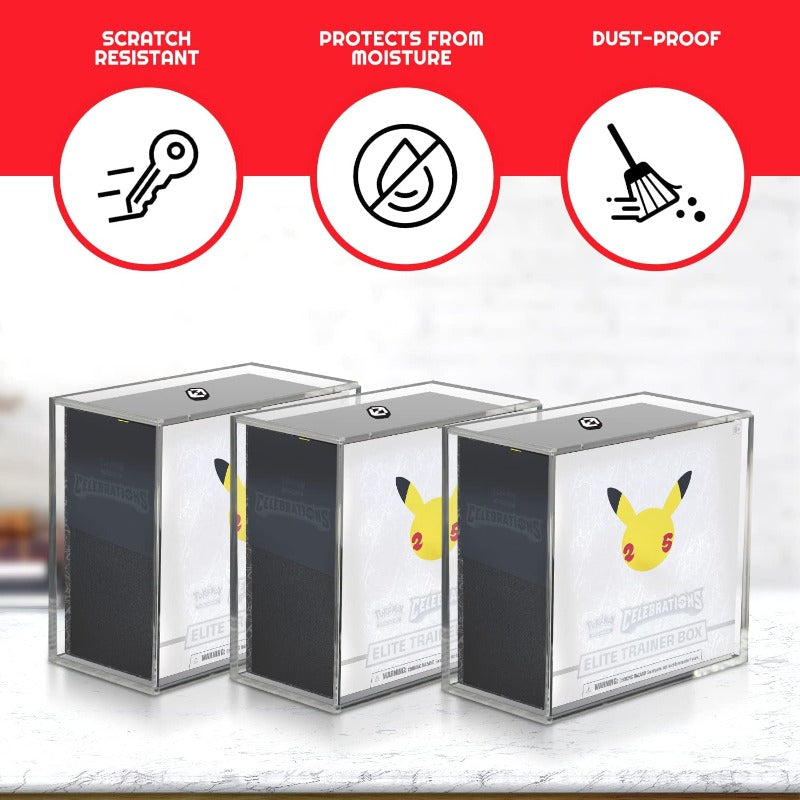 Pokemon ETB Elite Trainer Box w/ Sliding Lid Anti-UV - EVORETRO Acrylic Protector 4.0MM (Pack of 12)