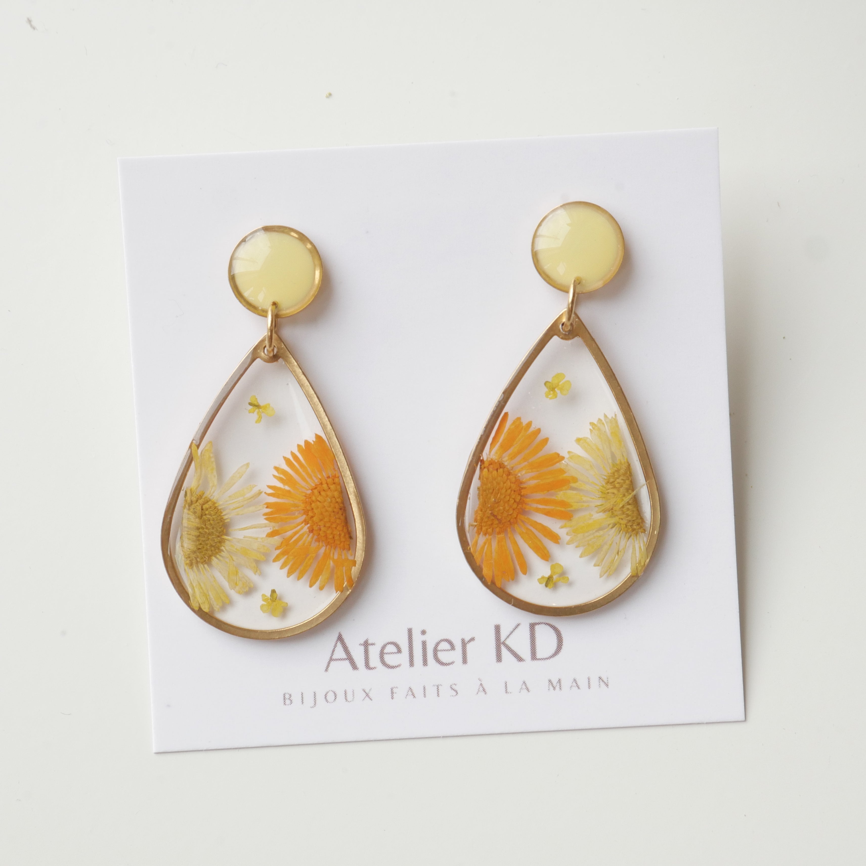 Boucles d'oreilles duo orange et blanc - goutte (xl)