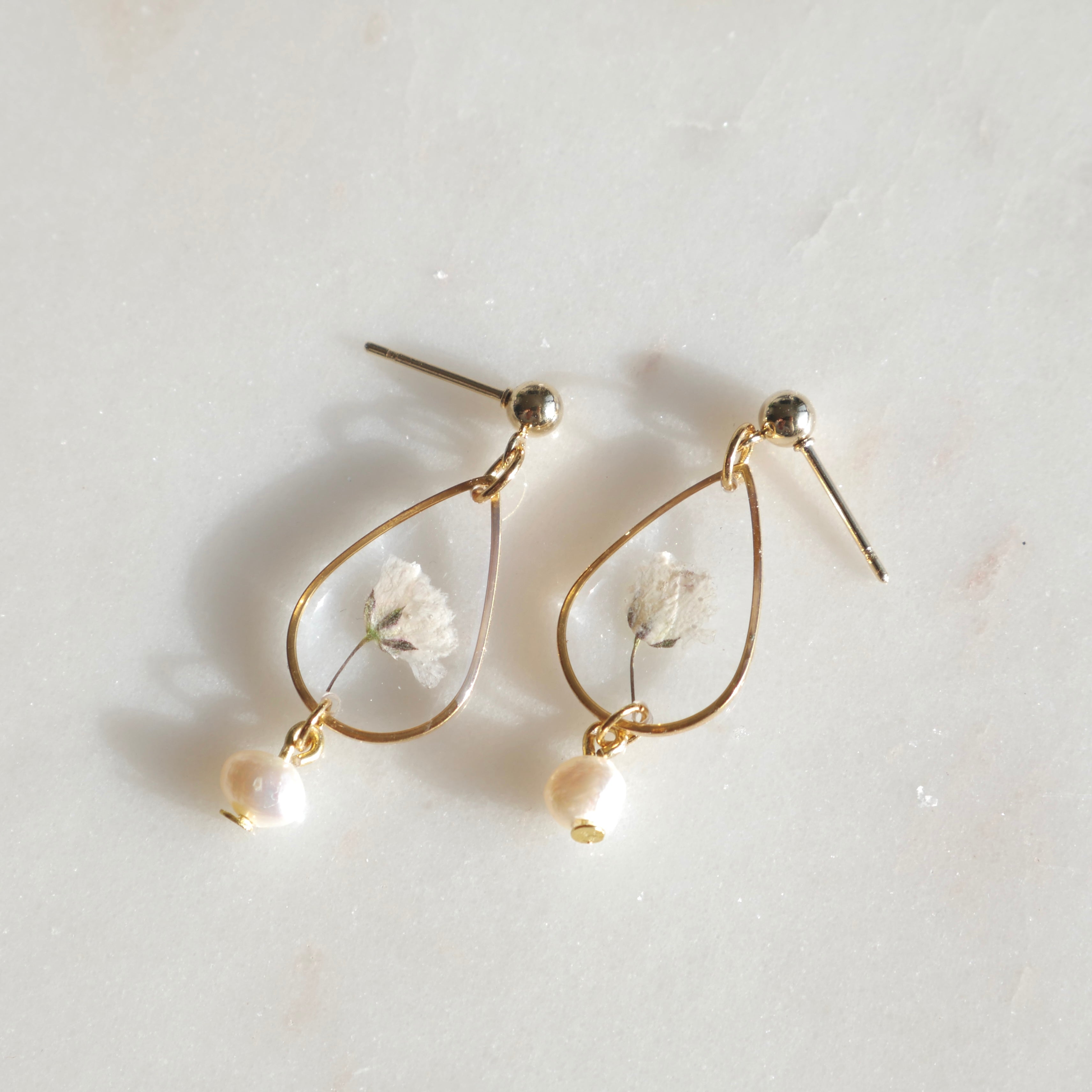 Boucles d’oreilles Perla - gypsophile - goutte (moyen)