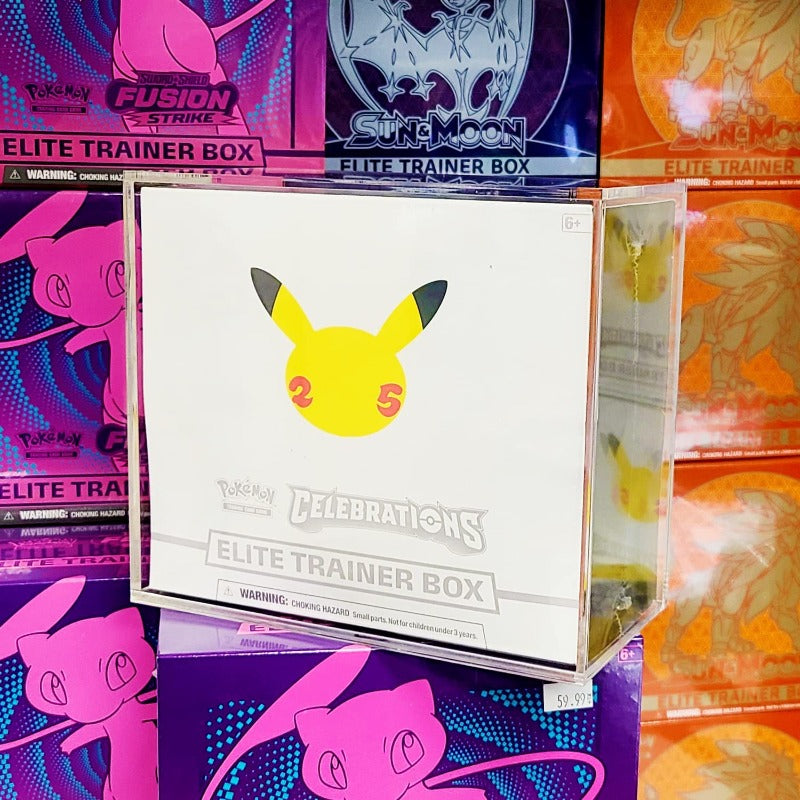 Pokemon ETB Elite Trainer Box w/ Sliding Lid Anti-UV - EVORETRO Acrylic Protector 4.0MM (Pack of 12)