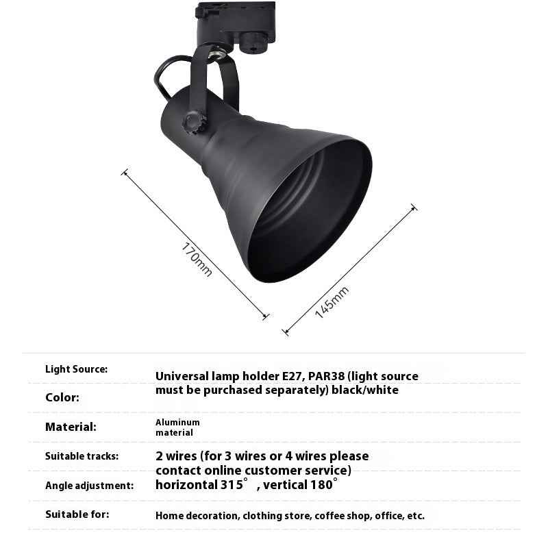 PAR38 Track Spotlight Lamp Holder Track Light Universal Swing Lampshade