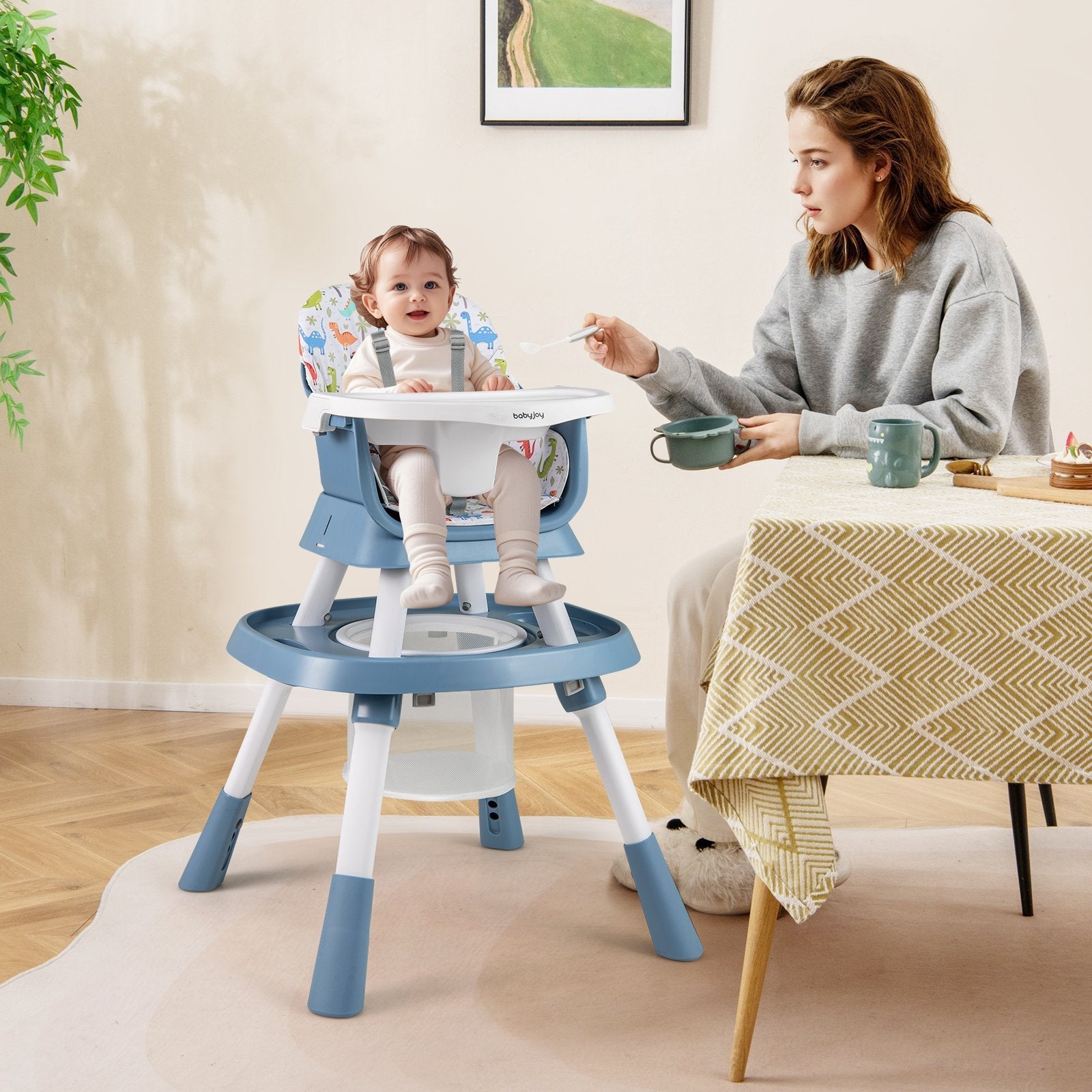 16-in-1 Baby High Chair with Activity Center and Booster Seat for Babies and Toddlers-Grey