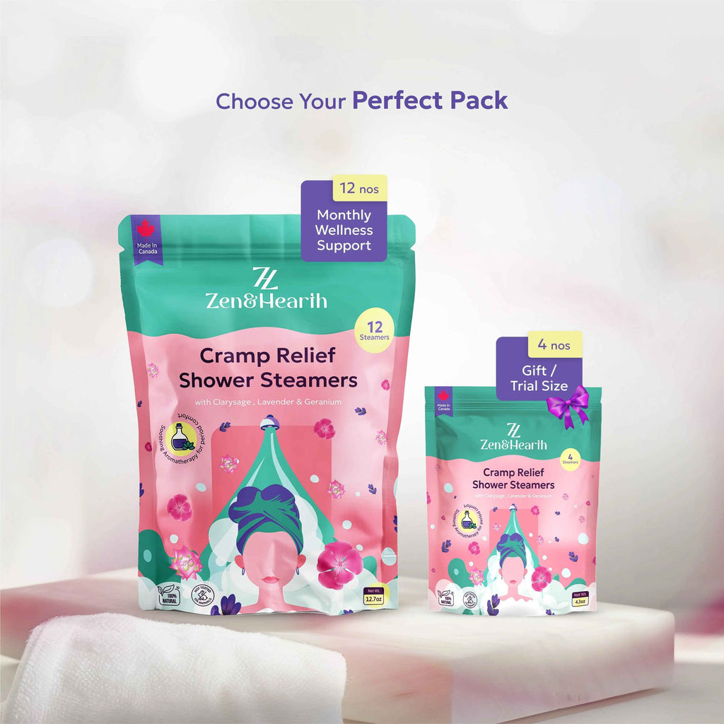 Zen & Hearth Cycle Comfort Shower Steamers – Aromatherapy Self-Care with Clary Sage, Lavender & Geranium for Calming Cycle Day Rituals – Made in Canada