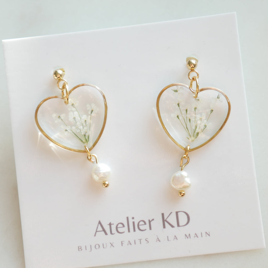 Boucles d'oreilles Perla - coeur (moyen)