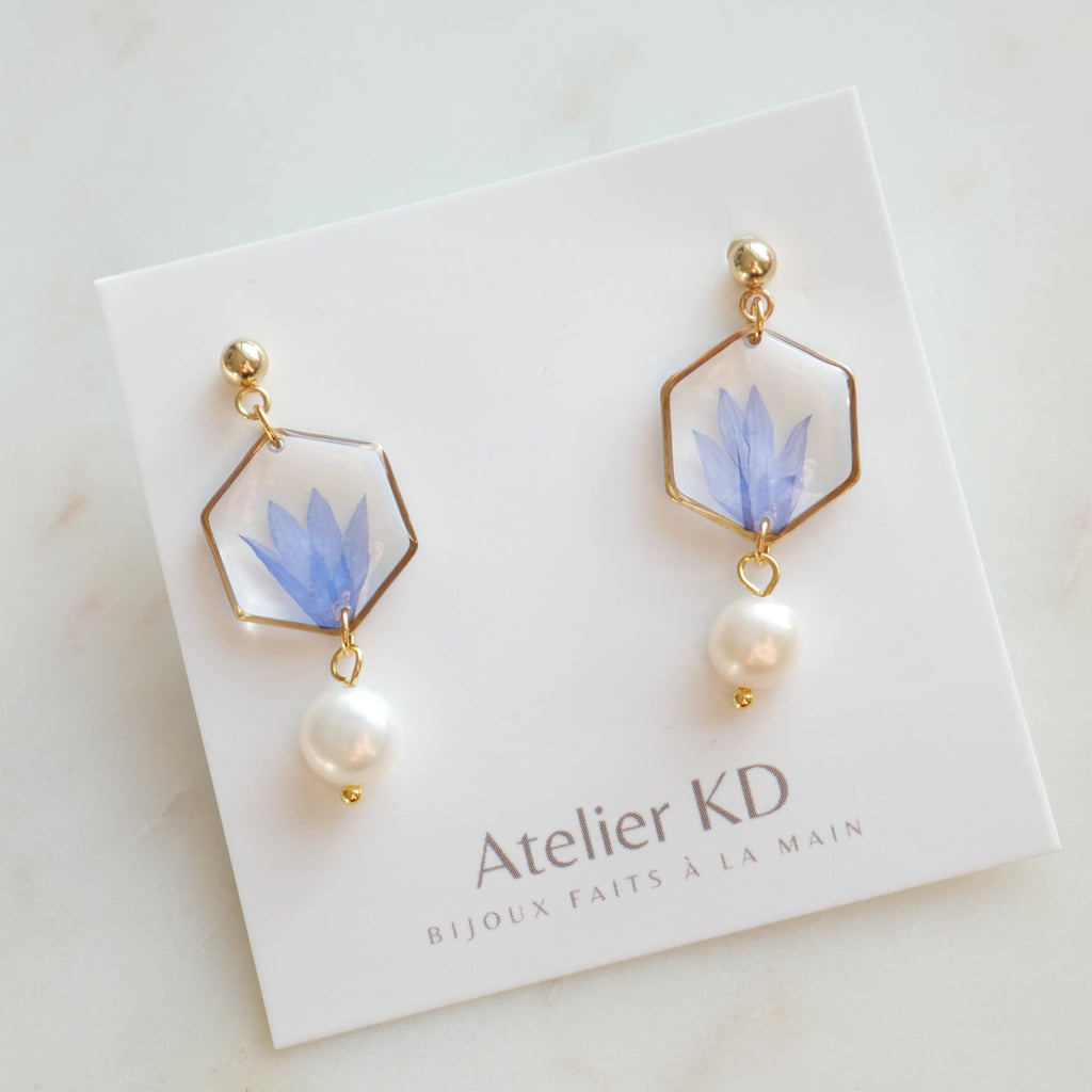 Boucles d'oreilles Perla Blu - hexa