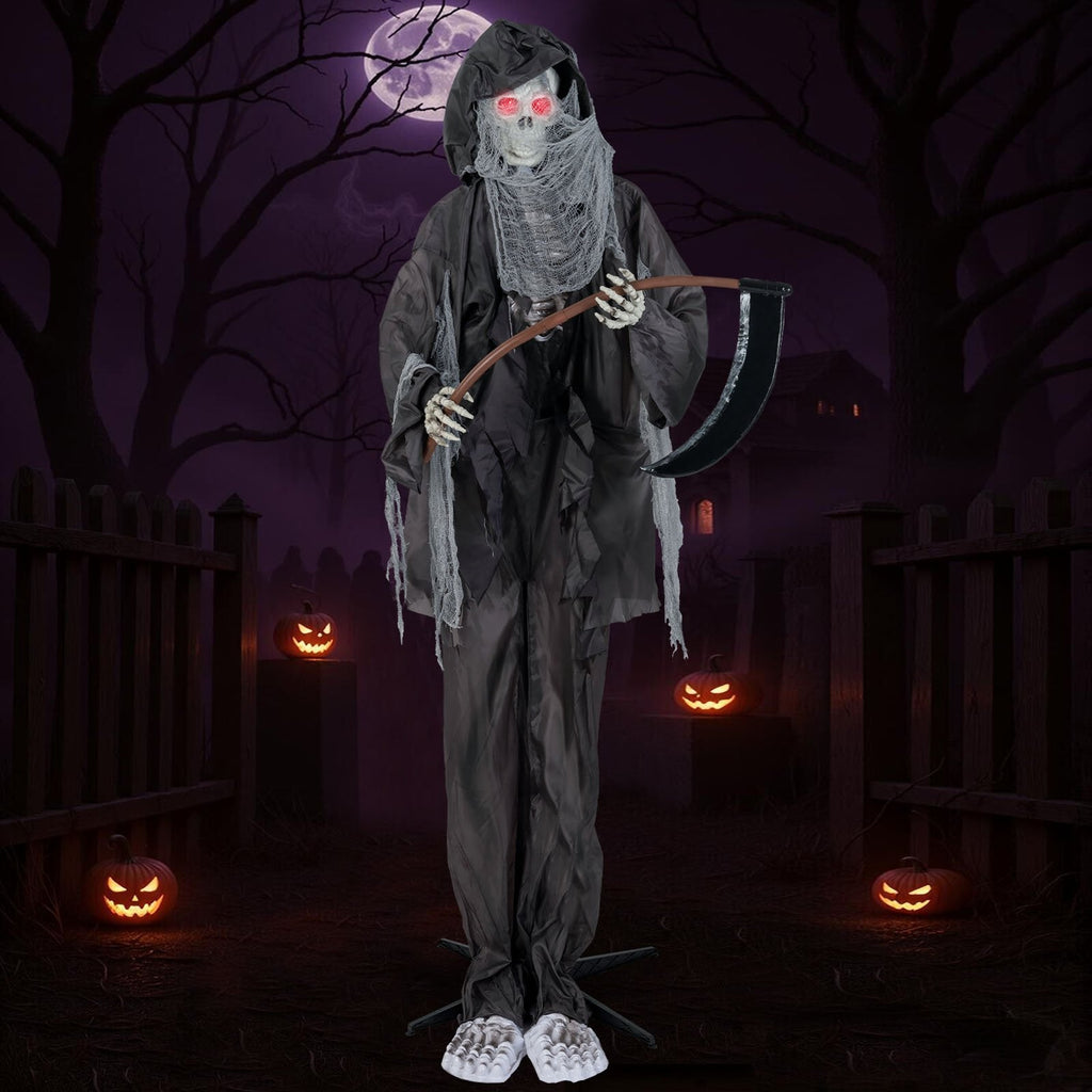 8.5 Feet Halloween Decoration Animated Standing Grim Reaper with Glowing Eyes