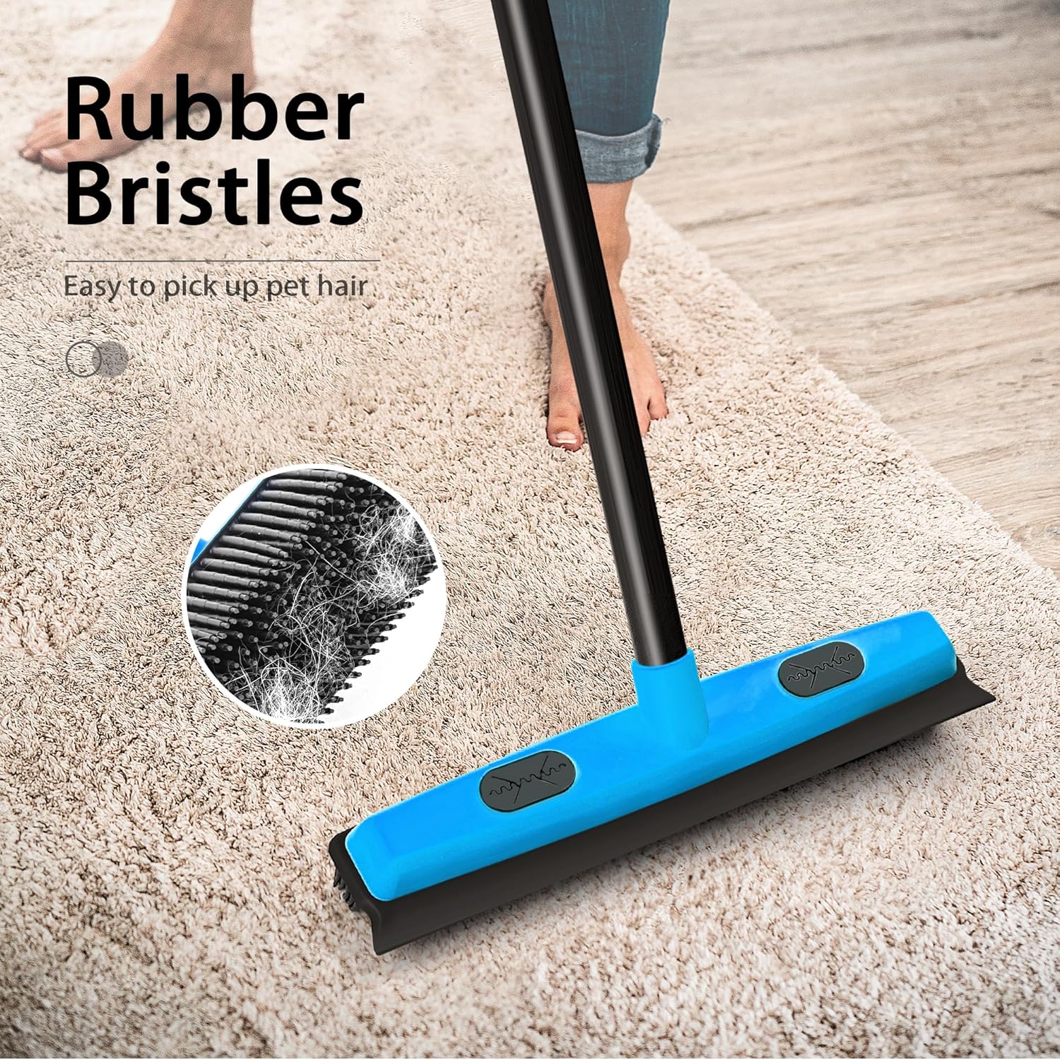 Rubber Pet Hair Broom cleans up pet hair