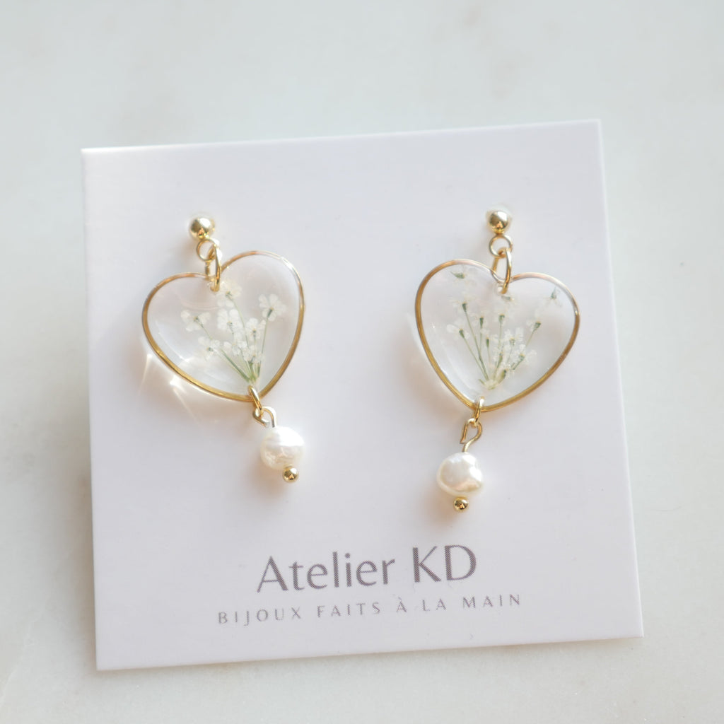 Boucles d'oreilles Perla - coeur (moyen)